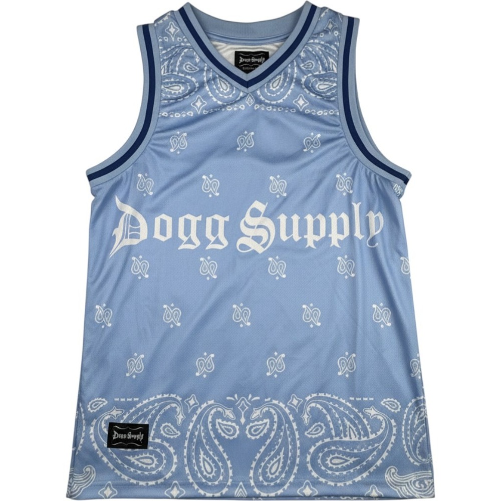 Dogg Supply Mens Basketball Jersey XS Blue Paisley Bandana Snoop Dogg Streetwear